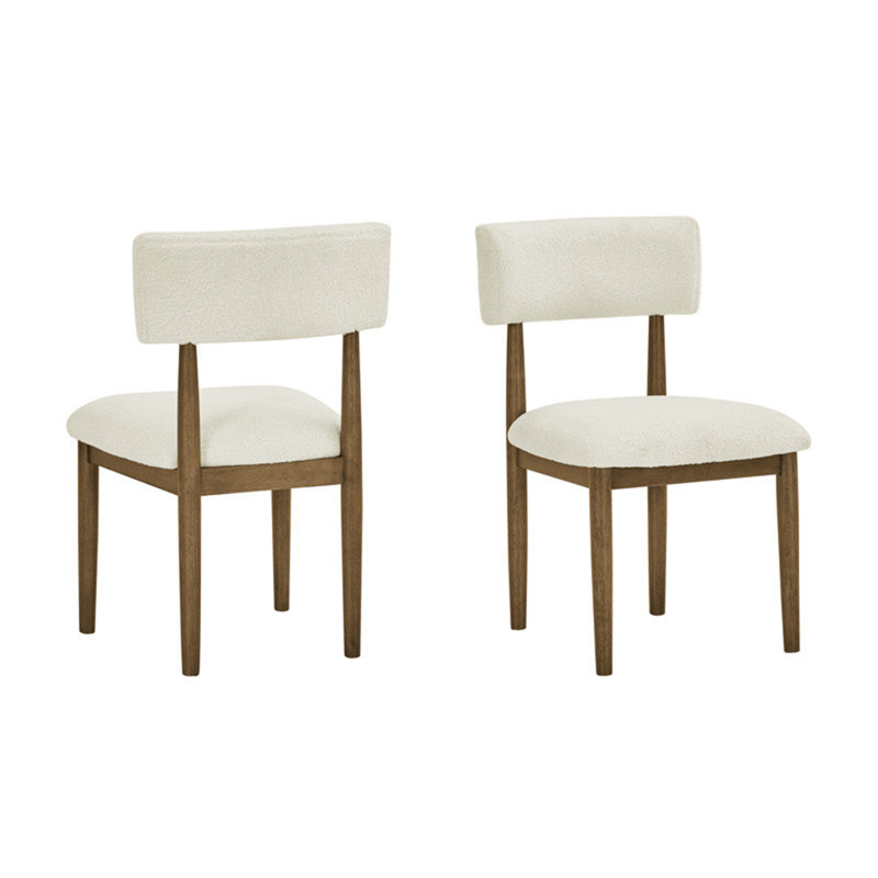 Ensemble de 2 chaises d'appoint Dafne en chêne noyer avec tissu sherpa beige