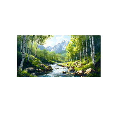 «Green Forest», grand art mural pour le salon, arbre, paysage, montagne, œuvre pour la cuisine de bureau, impressions sur toile 24 po x 48 po