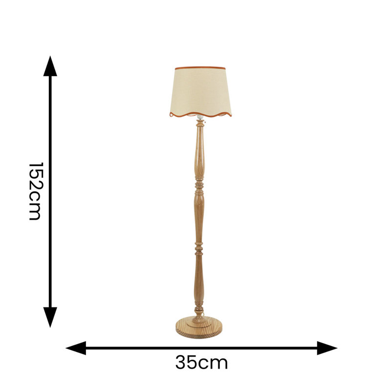 Brechin 152cm Traditional Floor Lamp, Natural, Natural/Orange, No