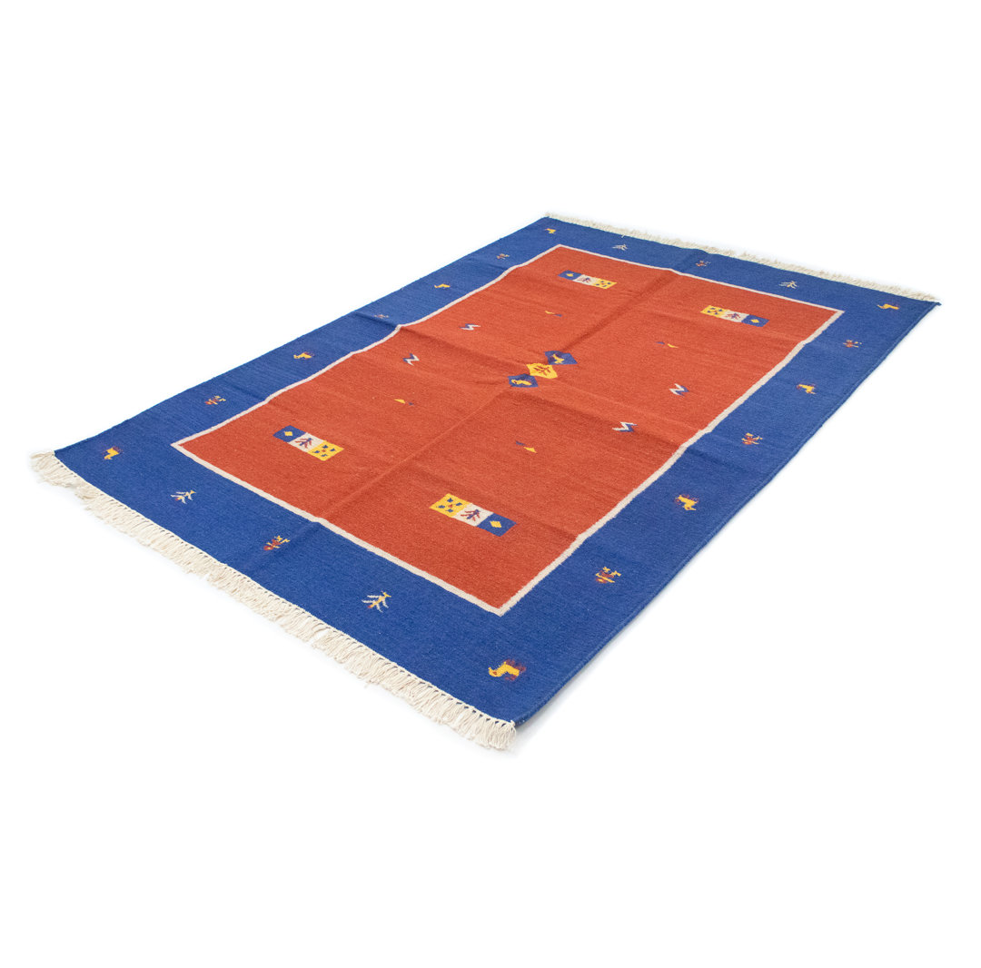 Handmade Kilim Wool Red Indoor/Outdoor Rug