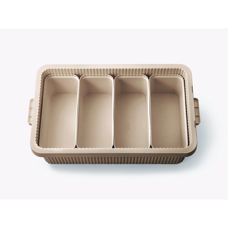 Boîte de rangement en plastique Like-it, Beige, H 10,55 po x l 16,61 po x P 27,83 po