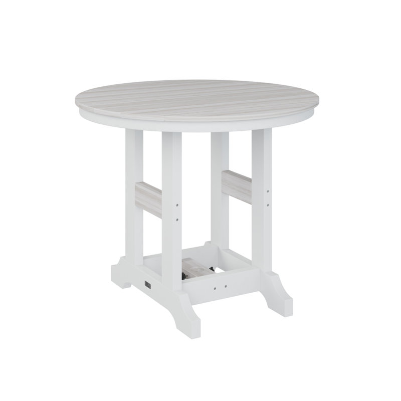 Chesterville Regular Seashell Top With White Base 38″ Round Bar Table, 39.5" H x 38" W x 38" D, Seashell