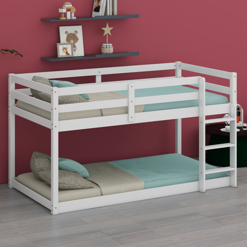 Lit superposé en bois avec échelle, Blanc