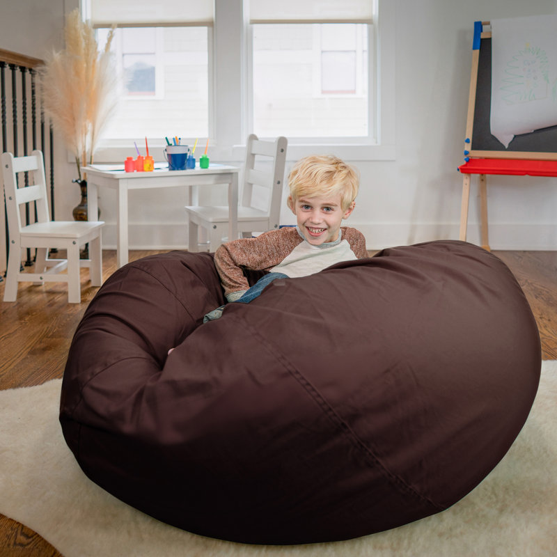 Fauteuil à billes en coton Classic, Sergé de coton brun, Grand