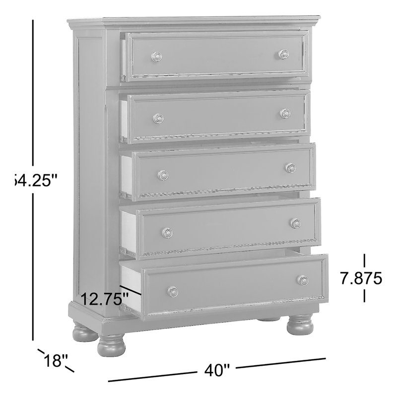 Aurane 40" W 5 - Drawer Chest, Sand/White