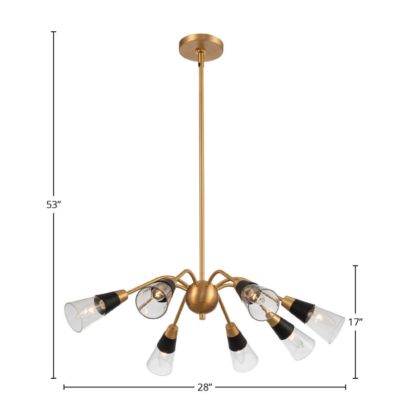Ponti 7 LT Matte Black w/ New Brass Chandelier Kalco