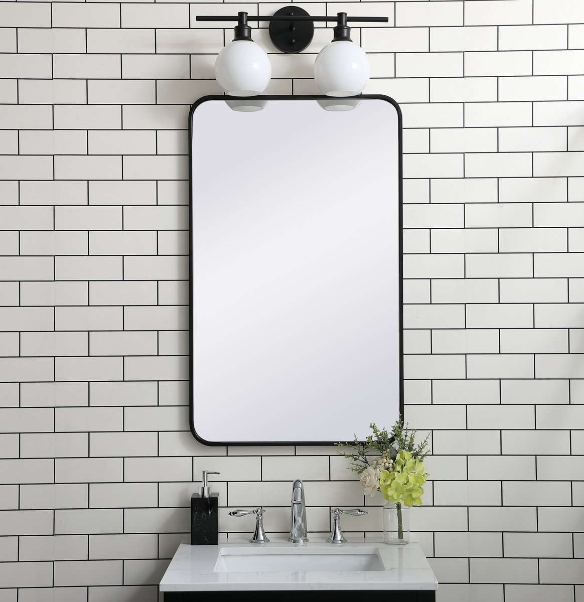 Sabine 36" Accent Mirror, Black, 36" x 22"