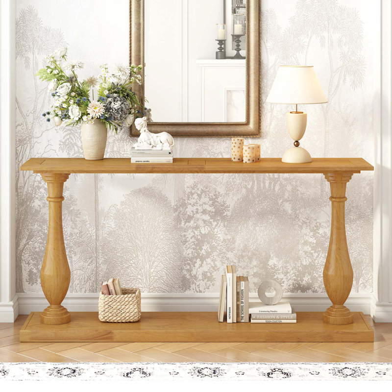 Vintage Sofa Table - Space-Saving Design With Luxurious Pine Veneer