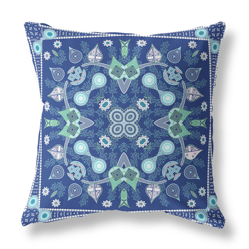 Coussin décoratif, 16 po x 16 po, Cachemire bleu minuit