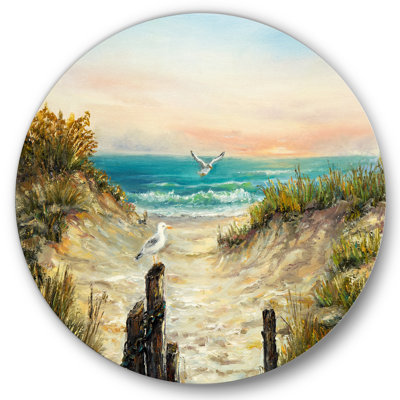 " Ocean Dunes During Pink Sunset " Painting Print