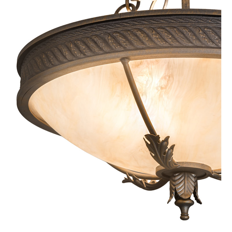French Bronze 3-Light Globe Pendant with Glass Shade