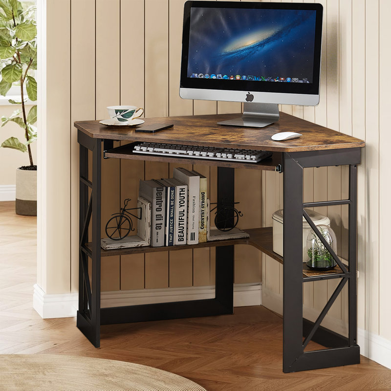 Lambrecht Corner Computer Desk, Rustic Brown