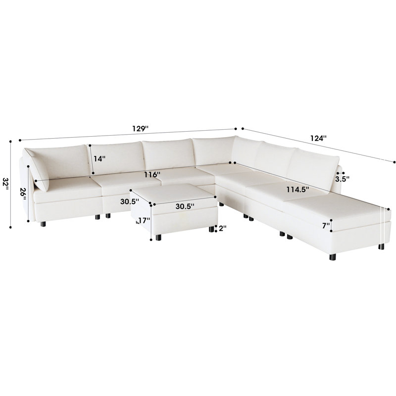 Modular Sectional Sofa, Convertible Sofa Seat With Storage, Sleeper Sectional Sofa Set
