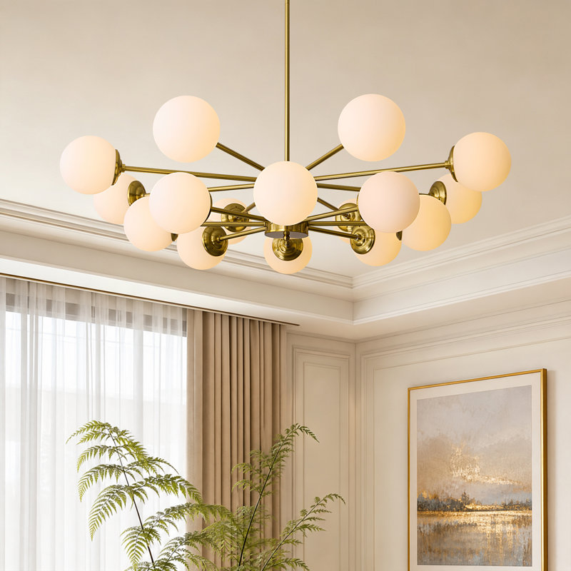 Lustre pour îlot de cuisine 16 lumières Spoutnik Globe