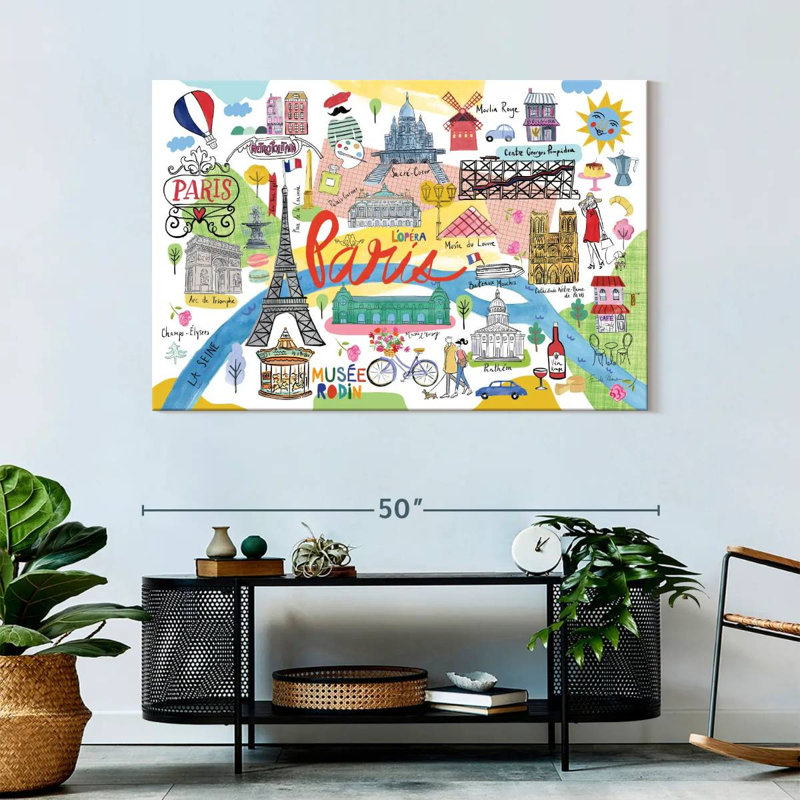 Kavia Paris Map Icons, 32" H x 48" W