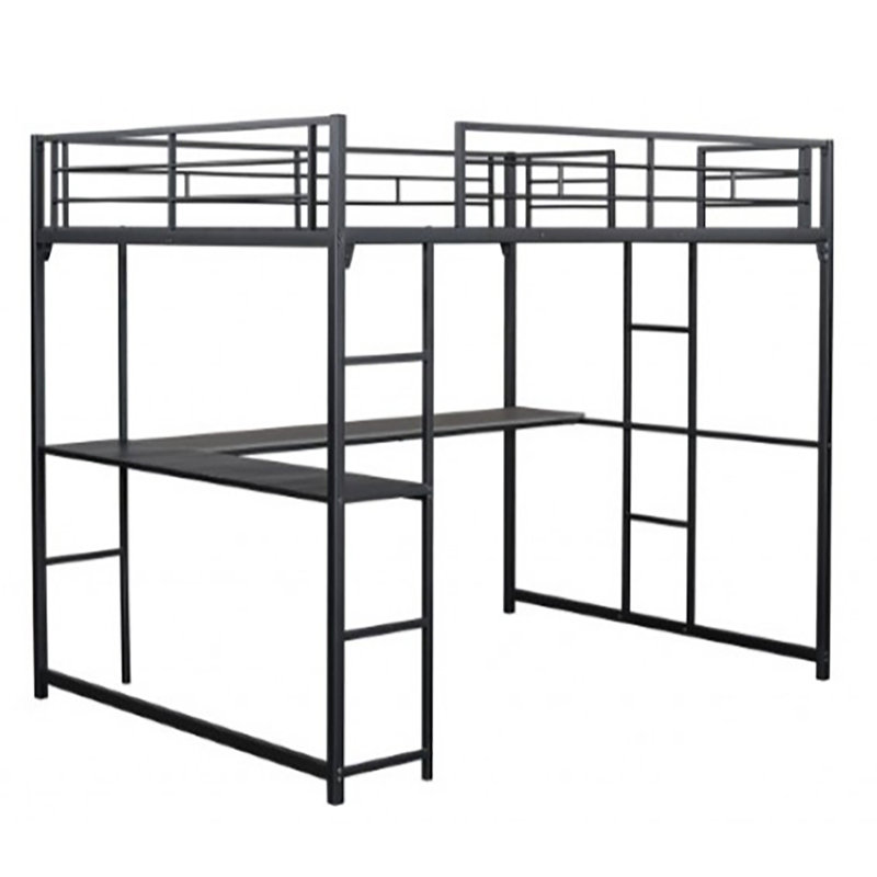 Lit mezzanine double Thegs, Noir