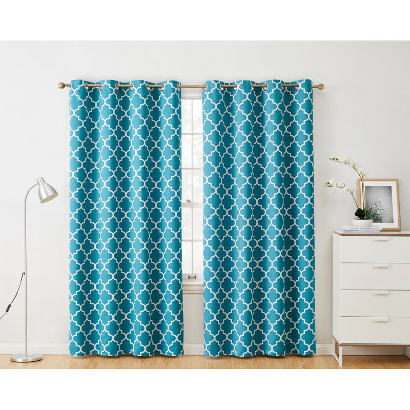 Alexuis Blackout Curtain Pair, Teal Blue, 52" W x 108" L