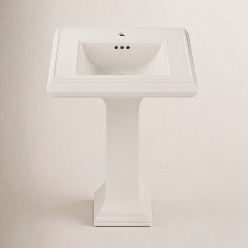 Memoirs 26.375" Tall Rectangular Pedestal Bathroom Sink with Overflow, Biscuit, 8" Centers