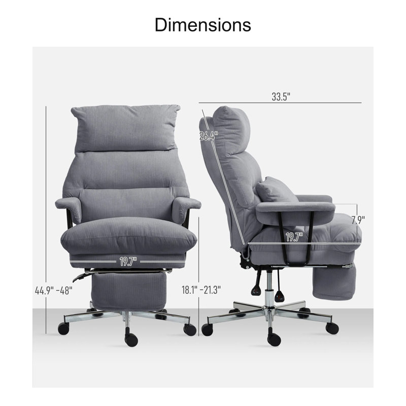 Durable Cozy Executive Office Chair with Lumbar Support, Footrest, High Back Reclining Overstuffed Desk Chair with