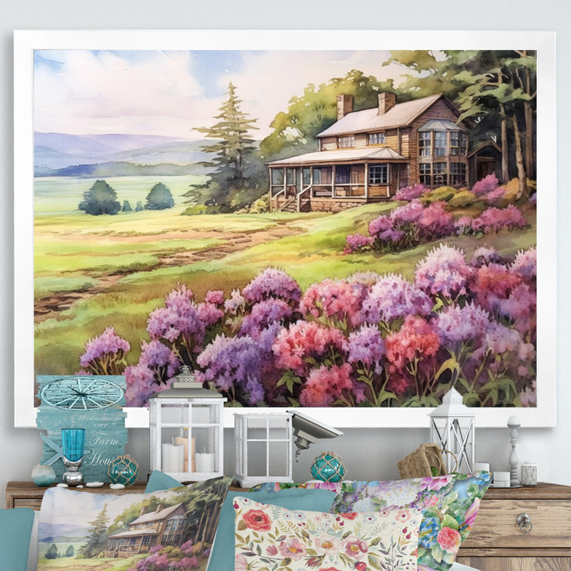 Rhododendron «Blooms at Farm III» sur toile, H 34 po x l 44 po x P 1,5 po, Cadre photo blanc