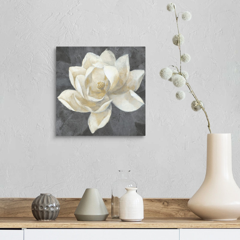Impression sur toile majestueuse magnolia neutre, Toile tendue, H 12 po x l 12 po x P 1,25 po