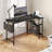 39 Inch L Shaped Desk with LED Lights & Power Outlets, Corner Home Office Desk-1186277221-1186277226