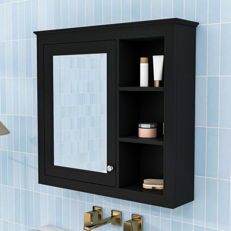 Armoire à pharmacie murale avec miroir et tablettes, Gris
