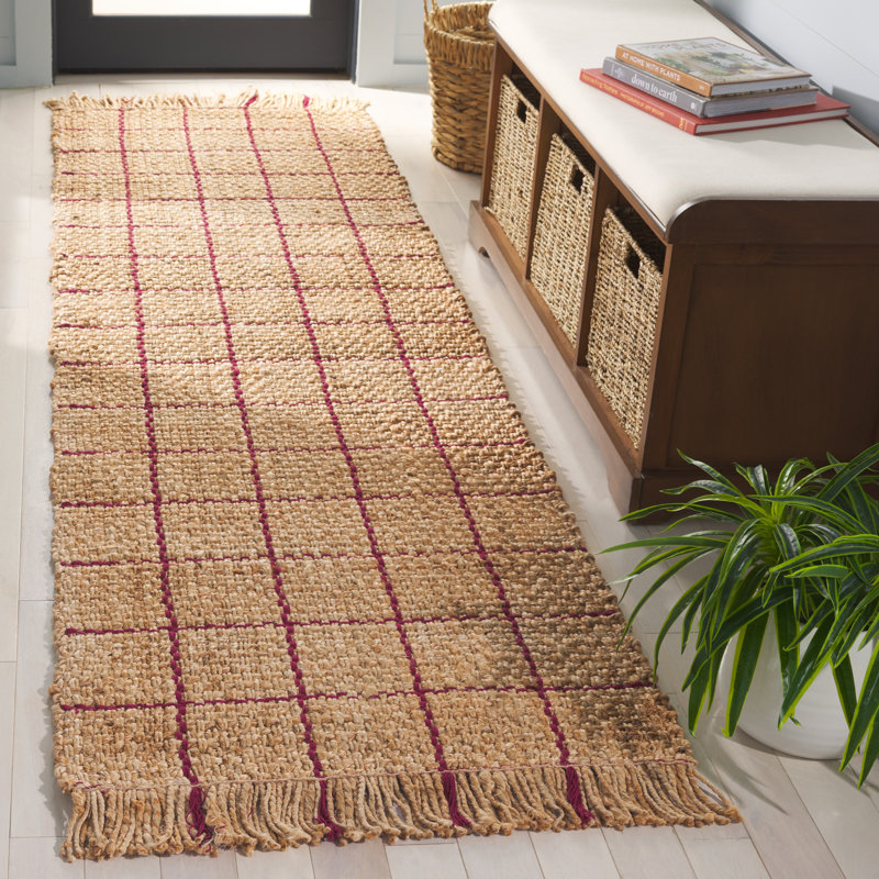 Natural Fiber 602 Hand Woven Jute Geometric Rug, Runner 2'3" x 8'