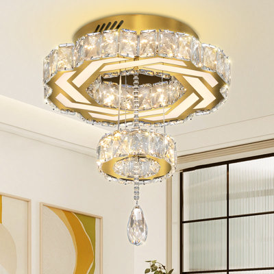 Petit lustre moderne encastré en cristal D15