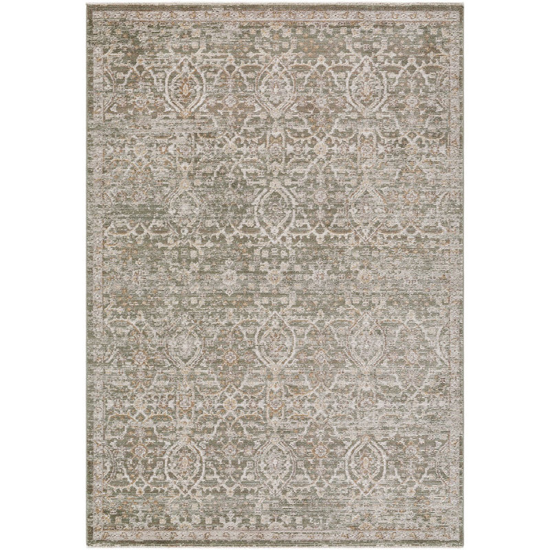 Green Traditional Rug, Floral Stain Resistant Easy to Clean Rug For Living Room, Dining Room, Bedroom, Rectangle 120 x 170 cm