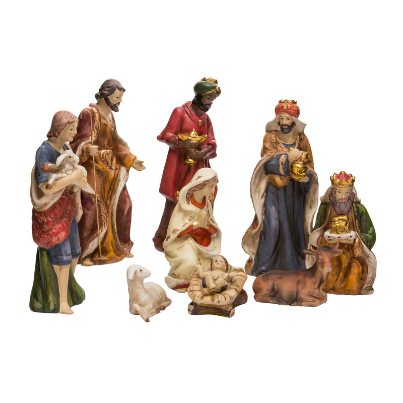 Kurt Adler Porcelain Nativity Figures Table Piece Set, 9 Pieces