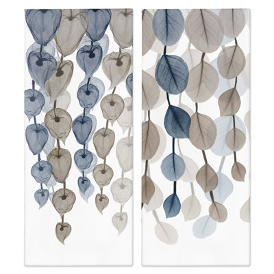 Neutre opaque bleu brun en cascade de feuilles par Albert Koetsier - ensemble de 2 impressions