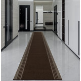 Custom Size Runner Rug Solid Border Brown Berber Style Indoor/Outdoor Non Slip Latex Backing