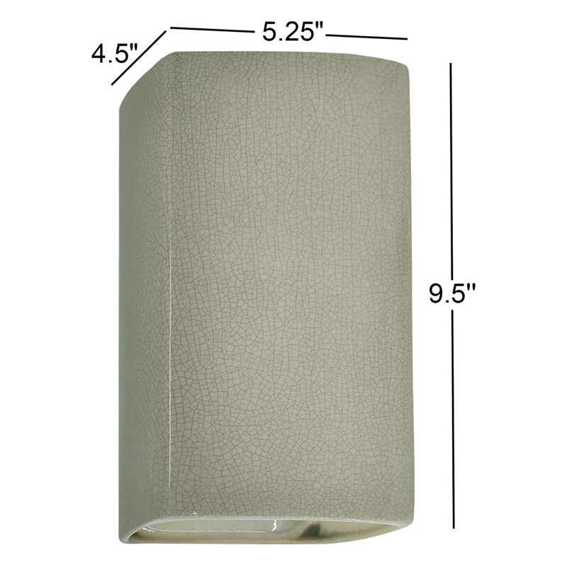 LED Outdoor Flush Mount, Celadon Green Crackle, 9.5" H x 5.25" W x 4.5" D, LED