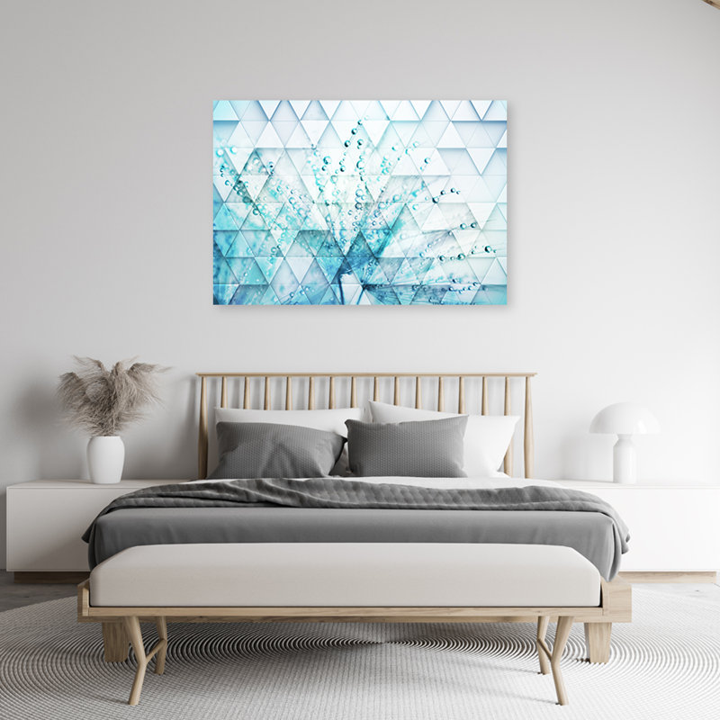 Turquoise Dandelion Drops - Wrapped Canvas Print, 60cm H x 90cm W