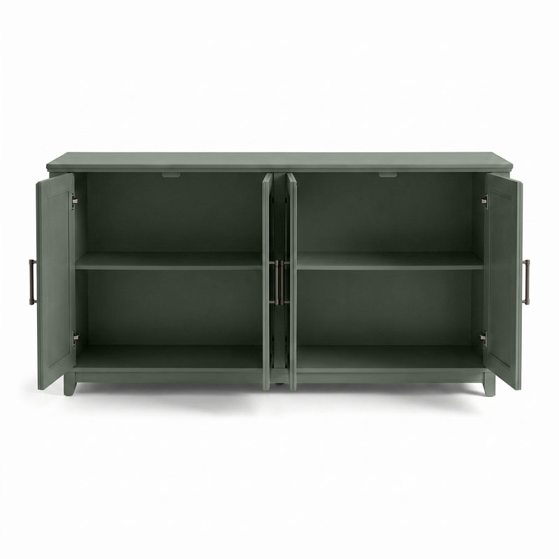 Meuble télé en bois massif à 4 portes Martha Stewart Bedford, Vert