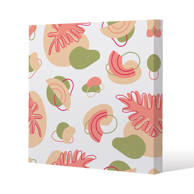 botanical elements with line art Slim Style Canvas Print, 15mm Slim Real wood., 20 cm H x 20 cm W