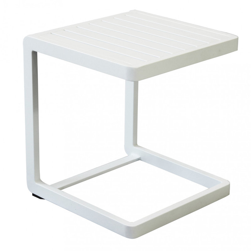 Monzell Rectangular 40cm L Outdoor Side Table, White