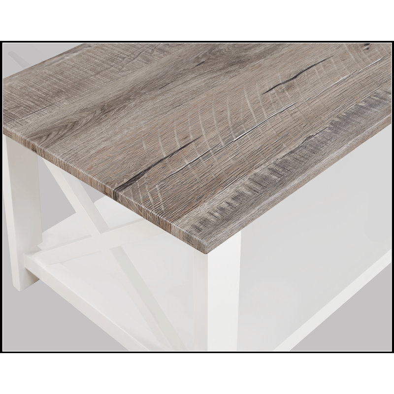 Ensemble élégant de tables basses et de tables de bout en bois 3 pièces, finition brun blanc, parfait pour les salons modernes
