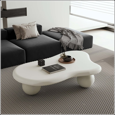 47-Inch Cloud-Shaped Coffee Table with Ball Legs