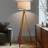 Eden 58 in. 3-Way Dimming LED Wooden Tripod Floor Lamp with Beige Fabric Drum Shade