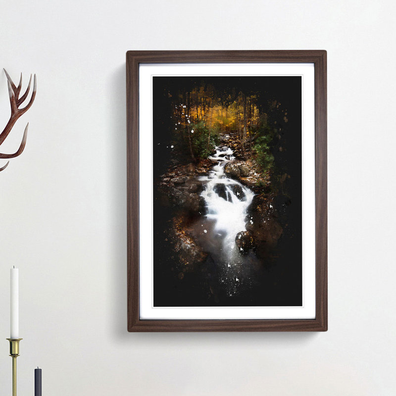 Woodland Stream - Framed Print, 33cm H x 24cm W x 2cm D, Walnut Framed