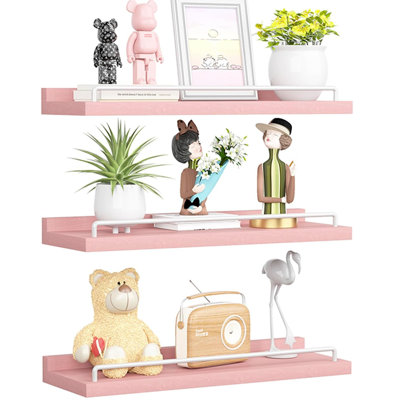 Floating Shelves, 3 Pcs, Pink/white
