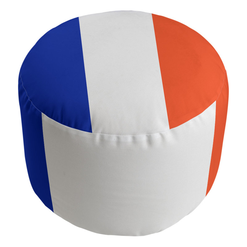 Repose-pieds cubique rond à rayures 20,5", Bleu / Blanc / Orange