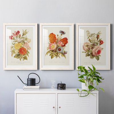 " Floral Bouquet I " 3 - Pieces Painting Print