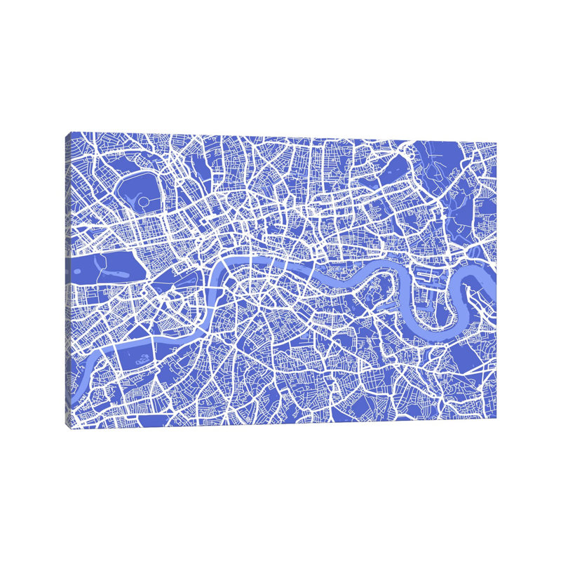 London Map IV (Blue) by Michael Tompsett - Wrapped Canvas Print, 20.32 cm H x 30.48 cm W