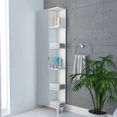 Wengue 5-Shelf Linen Cabinet With Mirror