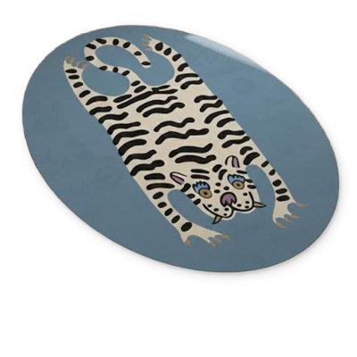 💙 Sky Blue Tiger Tamer Oval Accent Rug