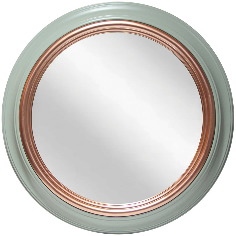 Ornate Sage Green and Gold Round 24-Inch Wall Mirror