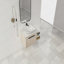 Meuble-lavabo flottant de 36 po au design moderne avec lavabo d'art en céramique, dalle de pierre plate blanche et petites tablettes de rangement, porte à fermeture douce